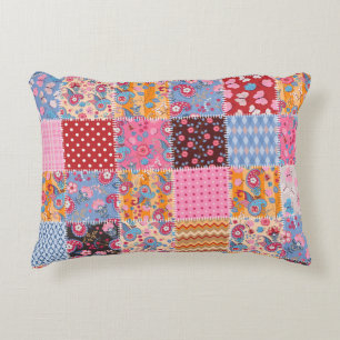Patchwork seamless, cute fabric pattern. decorative cushion