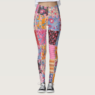Patchwork seamless, cute fabric pattern. leggings