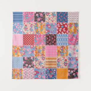 Patchwork seamless, cute fabric pattern. tapestry