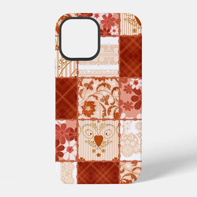 Patchwork seamless floral brown lace pattern backg iPhone case (Back)