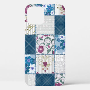 Patchwork seamless floral lace pattern background iPhone 12 case