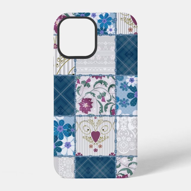 Patchwork seamless floral lace pattern background iPhone case (Back)