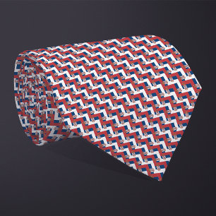 Patchwork Serbia Flag Pattern  Tie