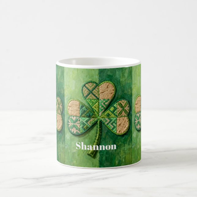 Patchwork Shamrocks St. Patrick's Day Coffee Mug (Center)