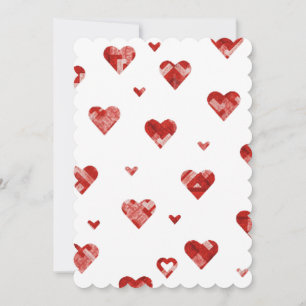 Patchwork single hearts-Red Holiday Card
