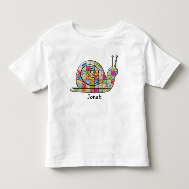 patchwork snail toddler T-Shirt (Front)