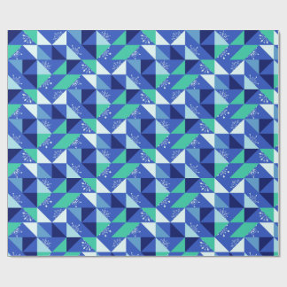 Patchwork Snowflakes - Blue Background Wrapping Paper