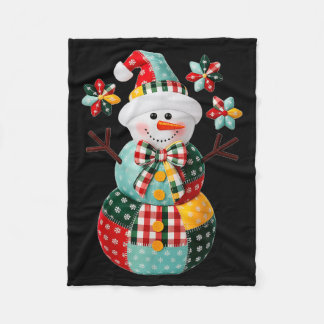 Patchwork Snowman Christmas Preppy Cute Xmas Men W Fleece Blanket
