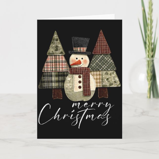 Patchwork Snowman,patchwork Christmas Tree Funny G Card (Front)