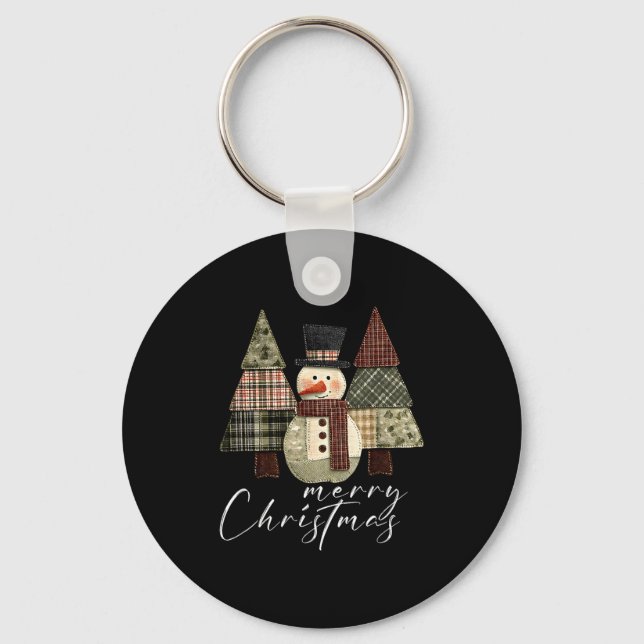 Patchwork Snowman,patchwork Christmas Tree Funny G Key Ring (Front)