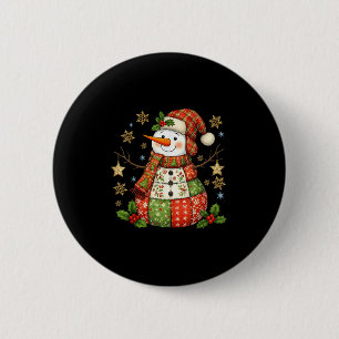 Patchwork Snowman Preppy Girly Christmas Xmas Holi 6 Cm Round Badge