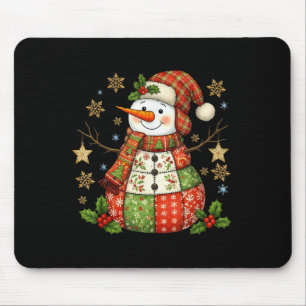 Patchwork Snowman Preppy Girly Christmas Xmas Holi Mouse Mat