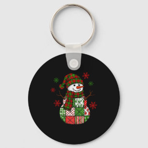 Patchwork Snowman, Retro Funny Christmas Key Ring