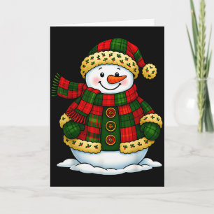 Patchwork Snowman Retro Funny Christmas Snowman Ho Card