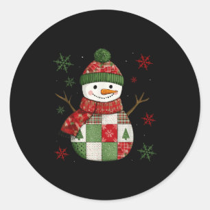 Patchwork Snowman Retro Funny Christmas Snowman Ho Classic Round Sticker