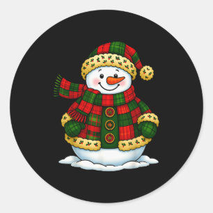 Patchwork Snowman Retro Funny Christmas Snowman Ho Classic Round Sticker