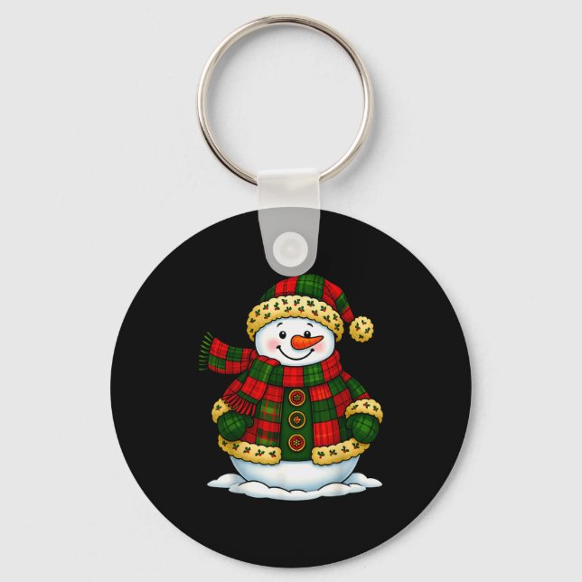 Patchwork Snowman Retro Funny Christmas Snowman Ho Key Ring (Front)
