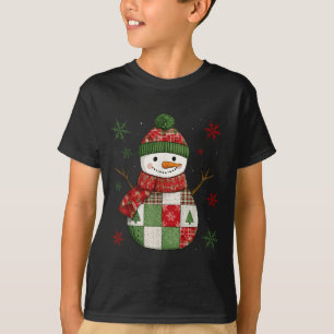 Patchwork Snowman Retro Funny Christmas Snowman Ho T-Shirt