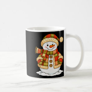 Patchwork Snowman Retro Funny Snowman Holiday Chri Coffee Mug
