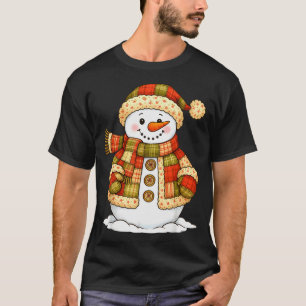 Patchwork Snowman Retro Funny Snowman Holiday Chri T-Shirt