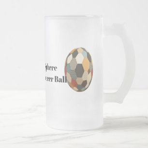 Patchwork Sphere: Cosy Quilted Soccer Ball Frosted Glass Beer Mug