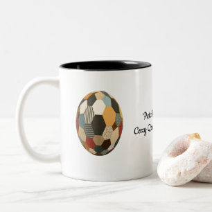 Patchwork Sphere: Cosy Quilted Soccer Ball Two-Tone Coffee Mug