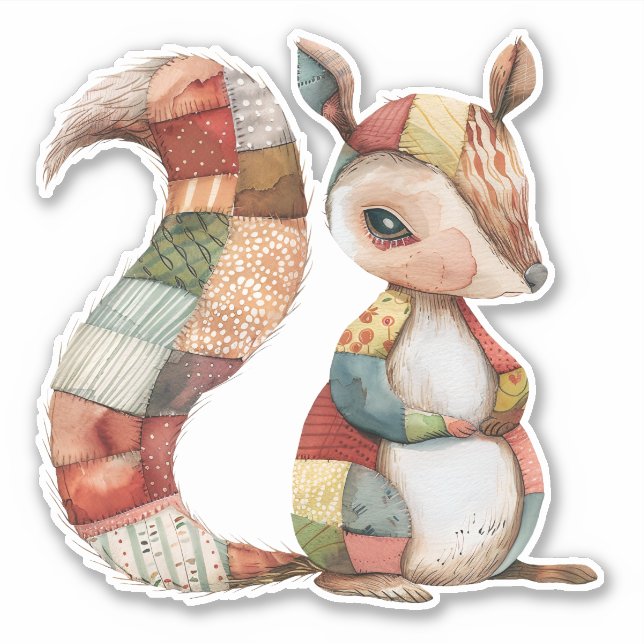 Patchwork Squirrel Sticker (Front)