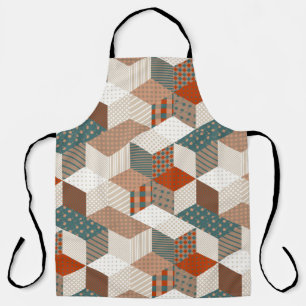 Patchwork Stars Vintage Brown Green Apron