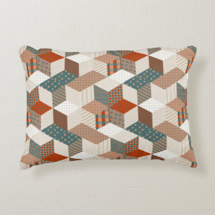 Patchwork Stars Vintage Brown Green Decorative Cushion