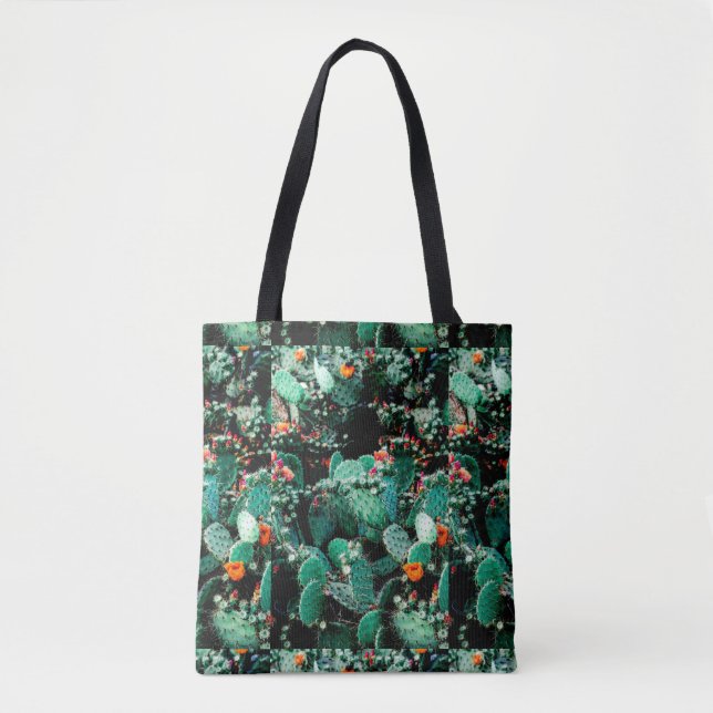 Patchwork Style Cactus Tote Bag (Front)