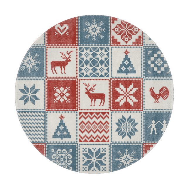 Patchwork Style: Christmas Ornamental Pattern Cutting Board (Front)