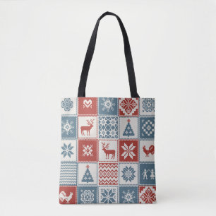Patchwork Style: Christmas Ornamental Pattern Tote Bag