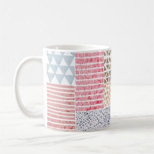 Patchwork Style Cute Doodle Pattern Coffee Mug