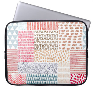 Patchwork Style Cute Doodle Pattern Laptop Sleeve
