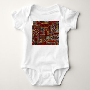 Patchwork Style Embroidered Ethnic Print Baby Bodysuit