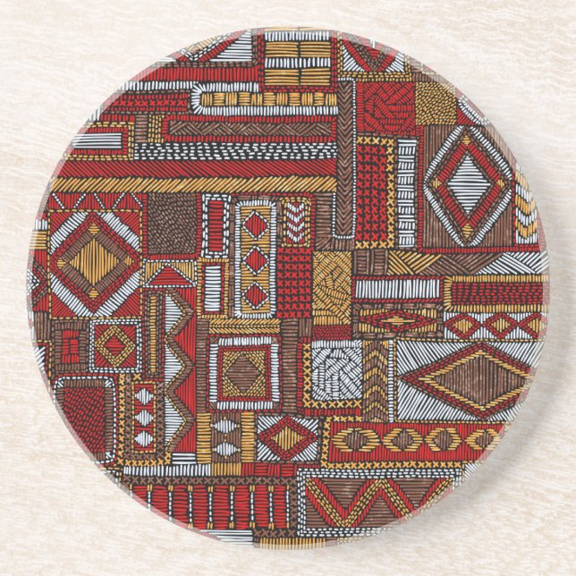 Patchwork Style Embroidered Ethnic Print Coaster (Front)