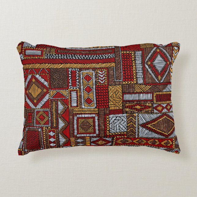 Patchwork Style Embroidered Ethnic Print Decorative Cushion (Front)
