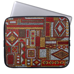 Patchwork Style Embroidered Ethnic Print Laptop Sleeve