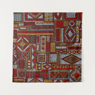 Patchwork Style Embroidered Ethnic Print Tapestry