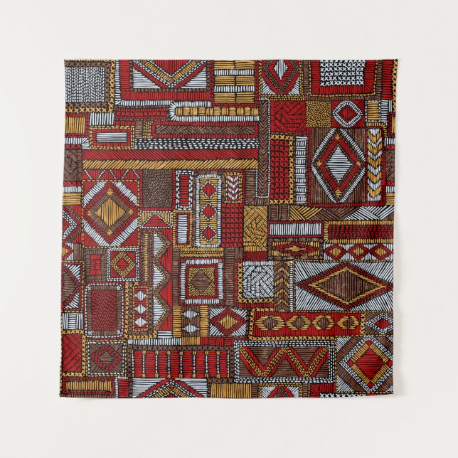 Patchwork Style Embroidered Ethnic Print Tapestry (Front)