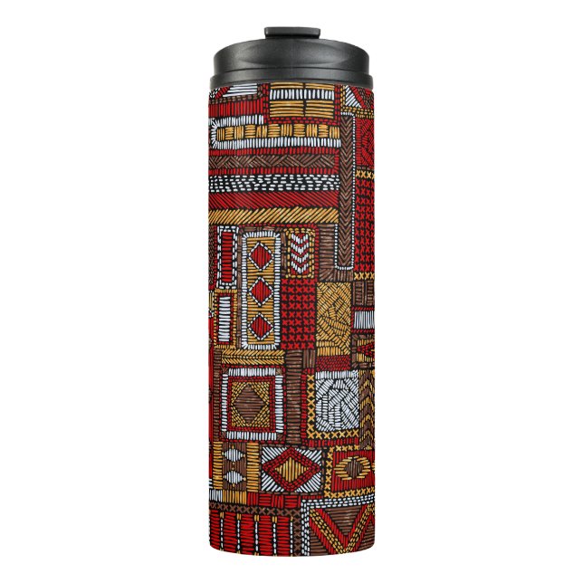 Patchwork Style Embroidered Ethnic Print Thermal Tumbler (Front)