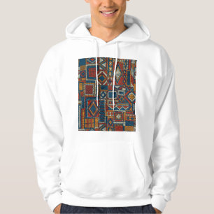 Patchwork Style Embroidered Vintage Print Hoodie