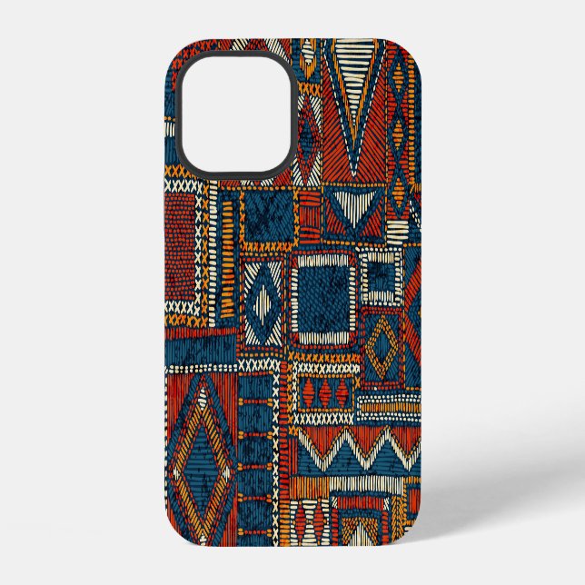 Patchwork Style Embroidered Vintage Print iPhone Case (Back)