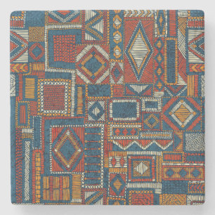 Patchwork Style Embroidered Vintage Print Stone Coaster