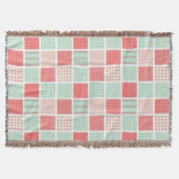 Patchwork Style Red and Blue Squares Pattern