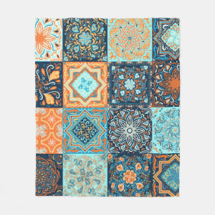 Patchwork Style. Seamless Pattern of 16 decorative Fleece Blanket