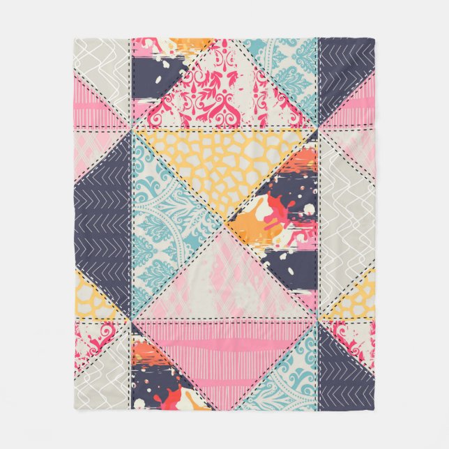 Patchwork Style: Versatile Seamless Design. Fleece Blanket (Front)