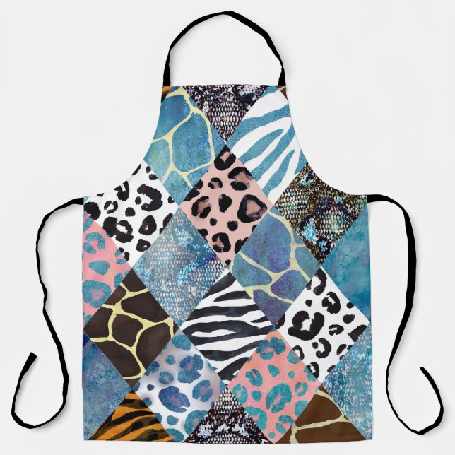 Patchwork style, watercolor collage pattern. apron (Front)