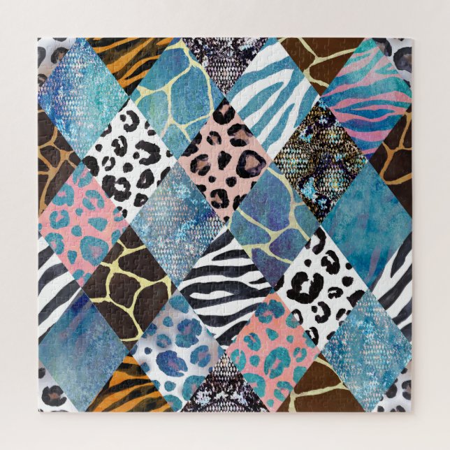 Patchwork style, watercolor collage pattern. jigsaw puzzle (Vertical)