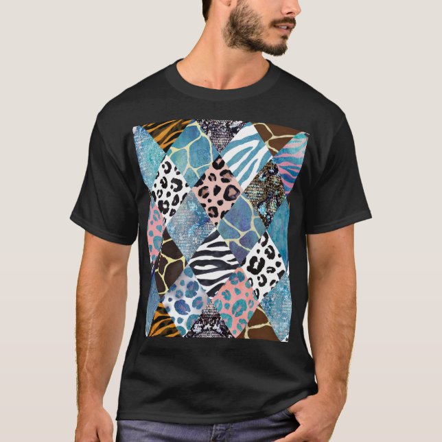 Patchwork style, watercolor collage pattern. T-Shirt (Front)